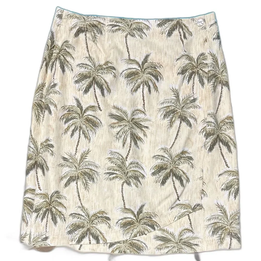 Pineapple Moon Skirt Size XS Yellow Wrap With Palm Trees 100% Silk